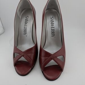 Sam & Libby Women's Red Peep-Toe Pumps